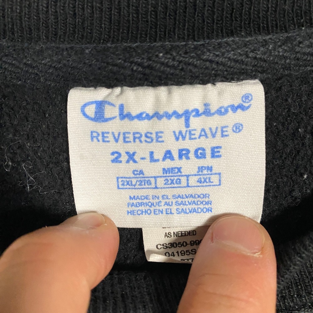 Champion Reverse Weave Sweatshirt Mens 2XL Black Iowa Hawkeyes 47 Crewneck - Picture 3 of 6